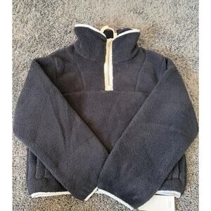 Girls High Pile Black 1/2 Zip Pullover Sweater. All in Motion. New!‎ XL